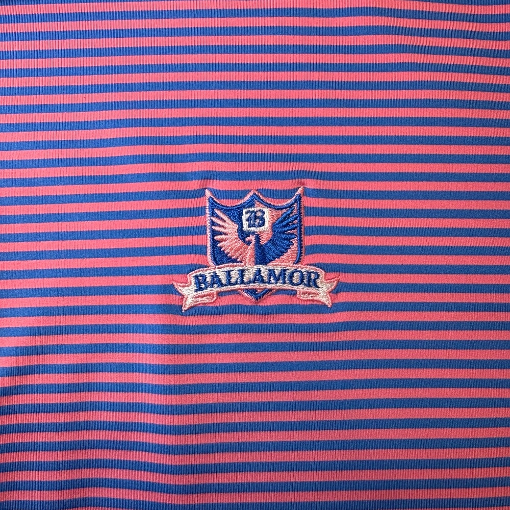 FootJoy Golf Shirt Short Sleeve Striped Blue Pink Embroidered Crest Size XL - Picture 7 of 7
